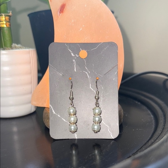 Silver Linear Drop Earrings with Crystal Beads - Picture 1 of 2